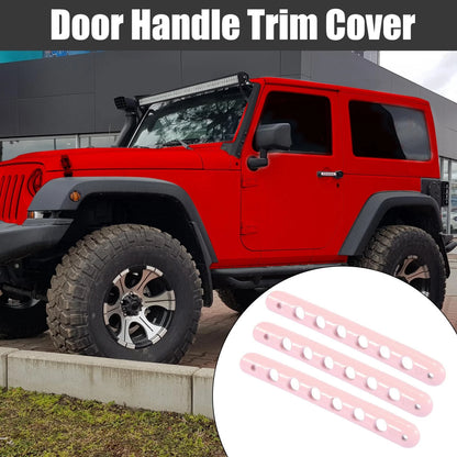 3 x Door Handle Insert Trim Covers for Jeep Wrangler 2 Door (2007-2018) Pink