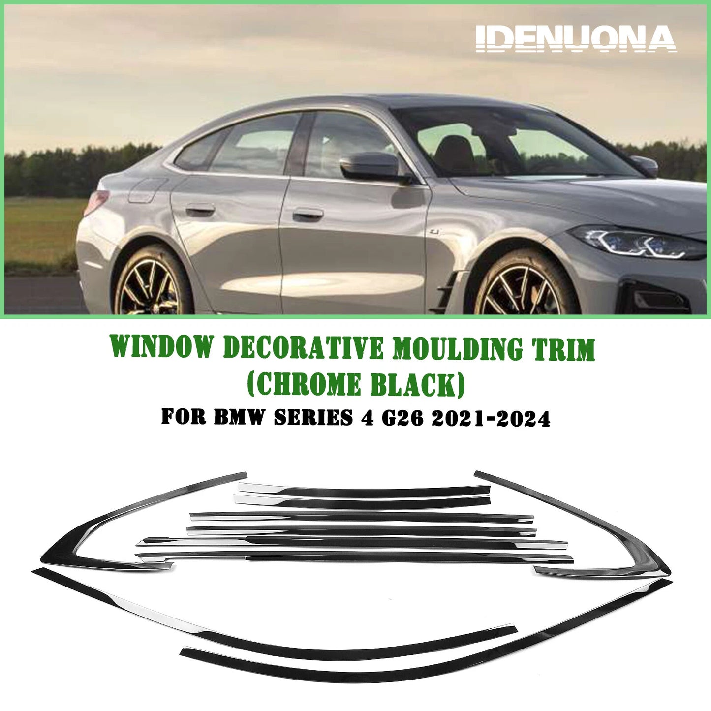 10 x Window Strip Moulding Seal for BMW 4 Series G26 (2021-2024) Chrome Black
