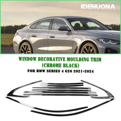 10 x Window Strip Moulding Seal for BMW 4 Series G26 (2021-2024) Chrome Black