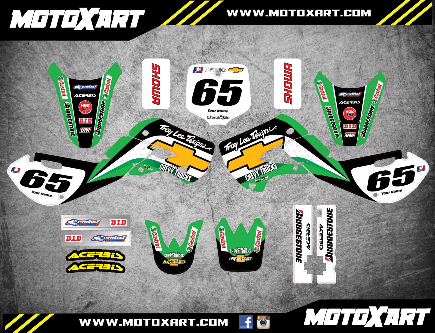 Custom Graphics Kit for Kawasaki KLX 110 (2000-2009)