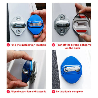 4 x Silver Car Door Lock Protective Covers for Honda, Toyota, Mazda, Hyundai