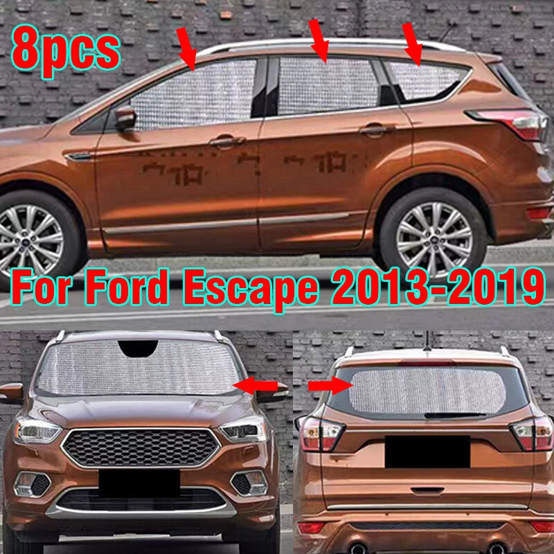 8pcs Side Windshield UV Block Sunshade Privacy for Ford Escape (2013–2019)