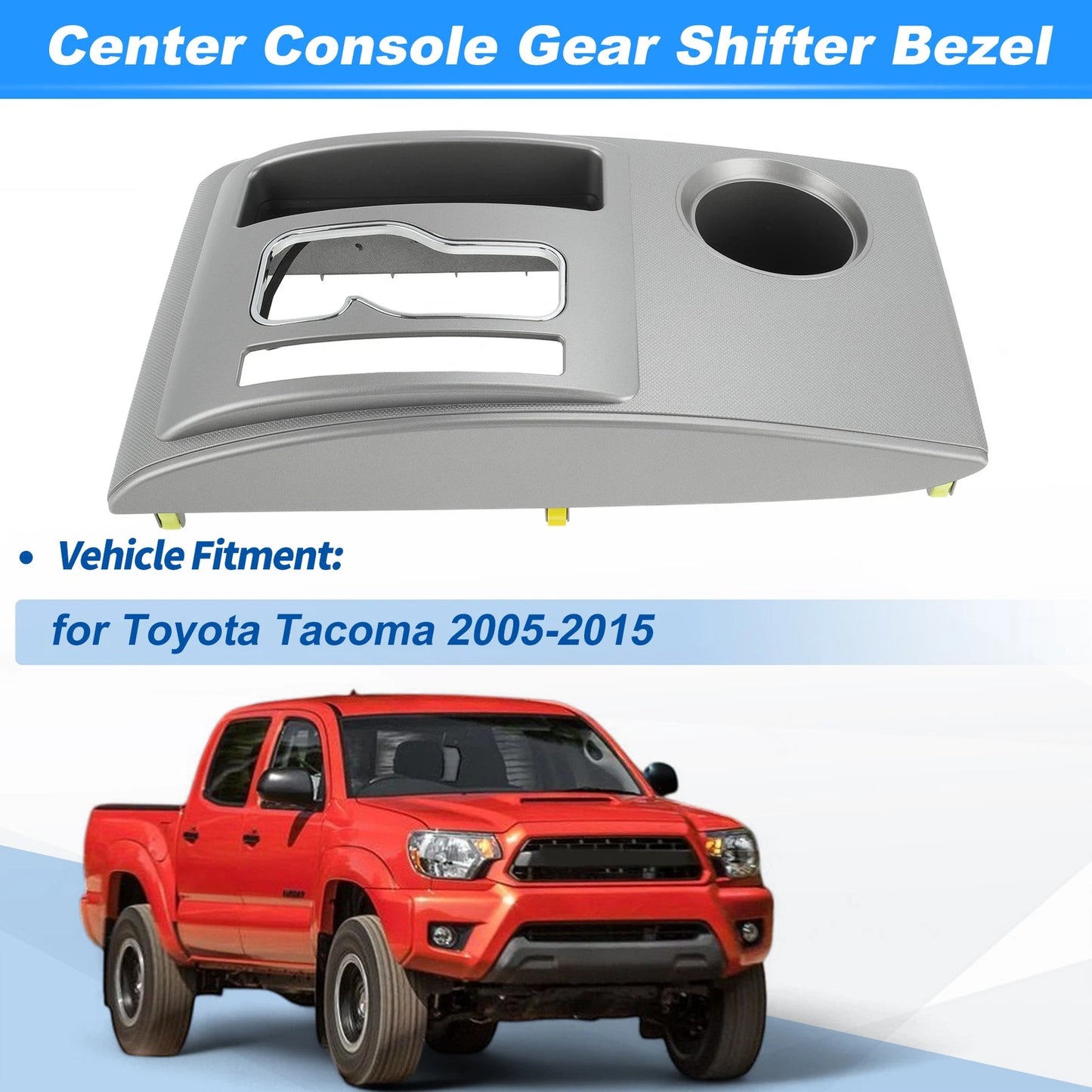 Gear Shifter Bezel Panel Cover Silver Tone for Toyota Tacoma 2005–2015