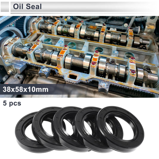 Oil Seal 38x58x10mm Rotary Shaft Seal Nitrile Rubber 5 Pcs