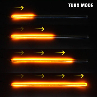 2 x 30CM Slim Amber Sequential Flexible LED DRL Turn Signal Strips for Car