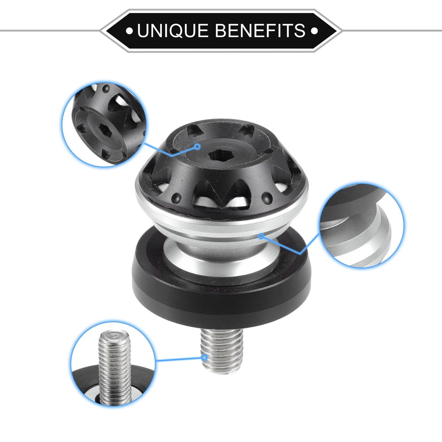 2 x Swingarm Spool 10mm Silver Tone for Motorbike