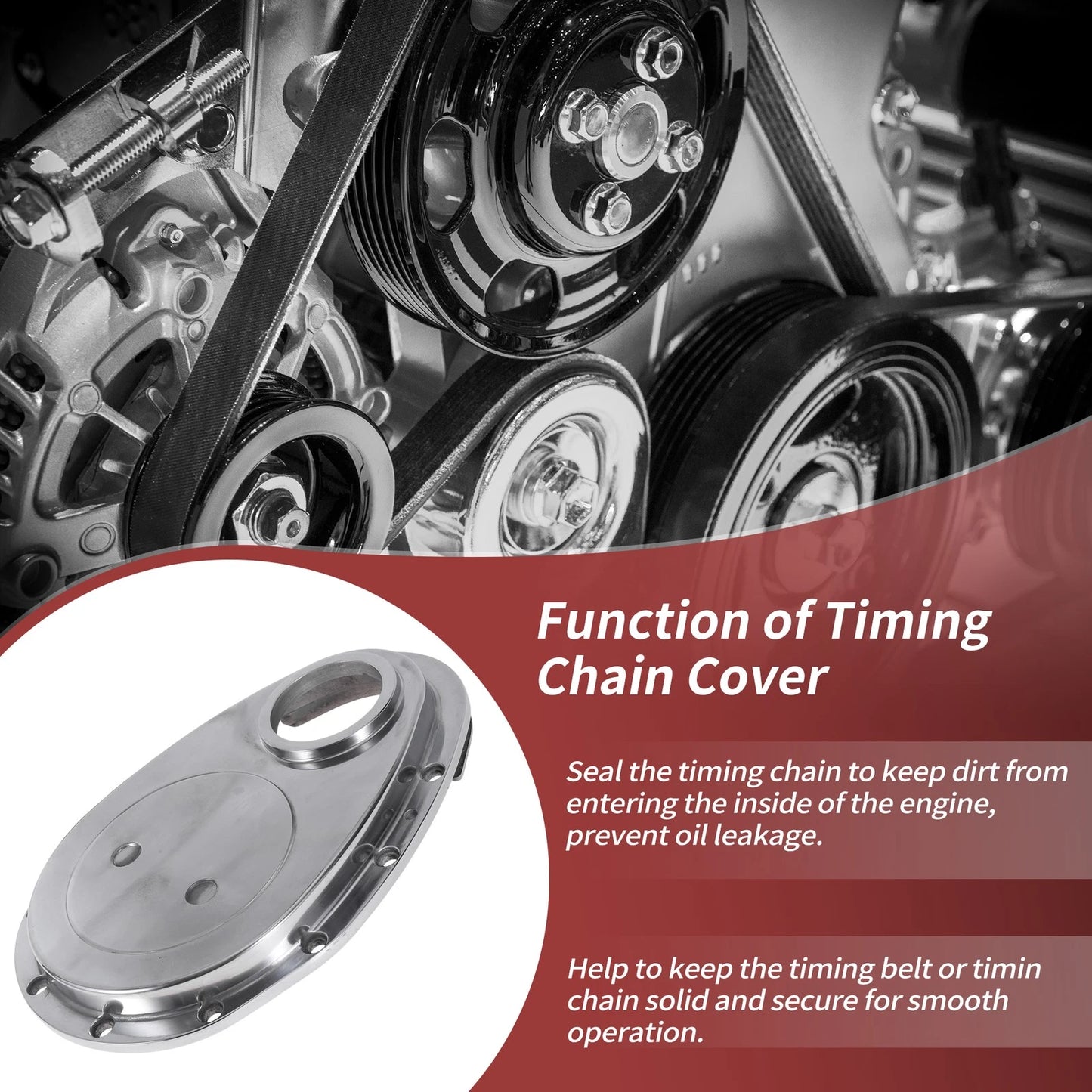 Polished Aluminum Timing Chain Cover Kit for Chevy