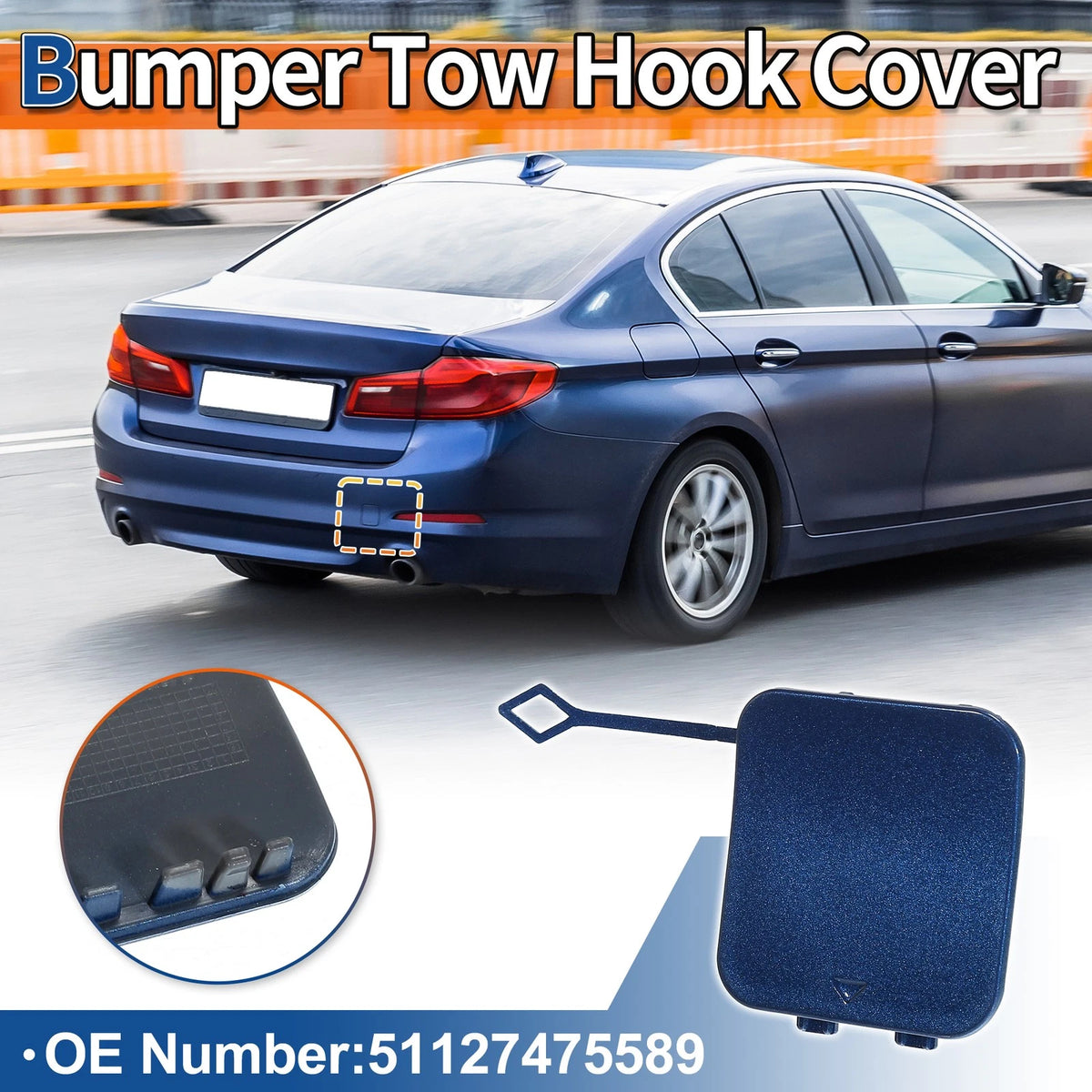 Rear Car Bumper Tow Hook Cover for BMW 530i 540i M5 Quantum Blue