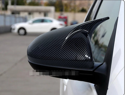 2X Carbon Fiber Side Mirror Horn Cover Cap Trim for Mazda 3 (2014–2016)