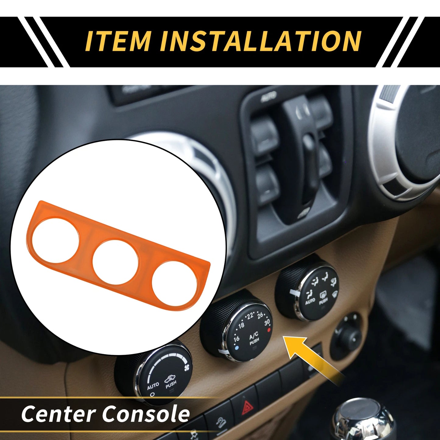 AC Switch Button Control Cover Trim for Jeep Wrangler JK (2011-2017) Orange