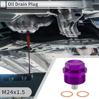 Set M24x1.5 Engine Oil Drain Plug with Gasket for Car Motorcycle Boat Purple