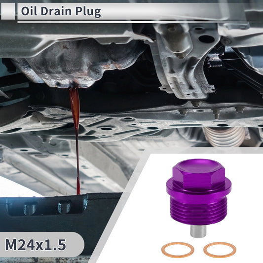 Set M24x1.5 Engine Oil Drain Plug with Gasket for Car Motorcycle Boat Purple