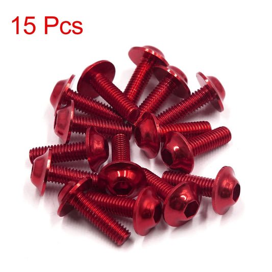 15 x M6 x 20mm Red Hexagon License Plate Fairing Bolts Screws for Motorcycle