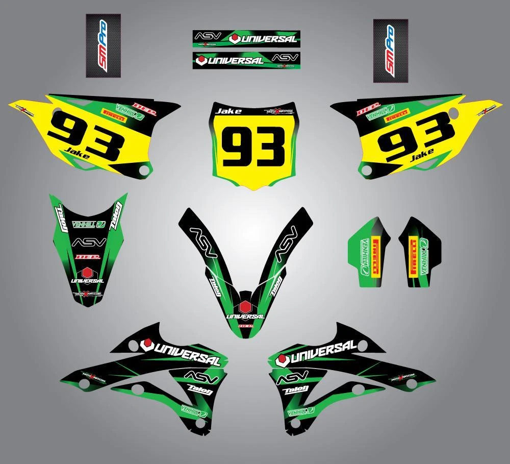 Custom Graphics Kit for 2014 Kawasaki KX 100 - Thunder Style Decals & Stickers
