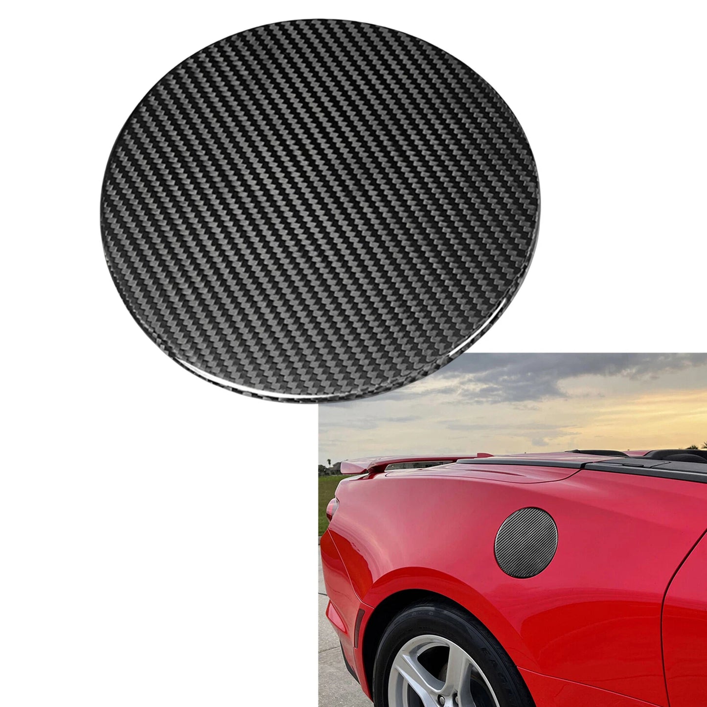 Dry Carbon Fiber Oil Fuel Tank Cap Cover for Chevrolet Camaro (2016-2020)