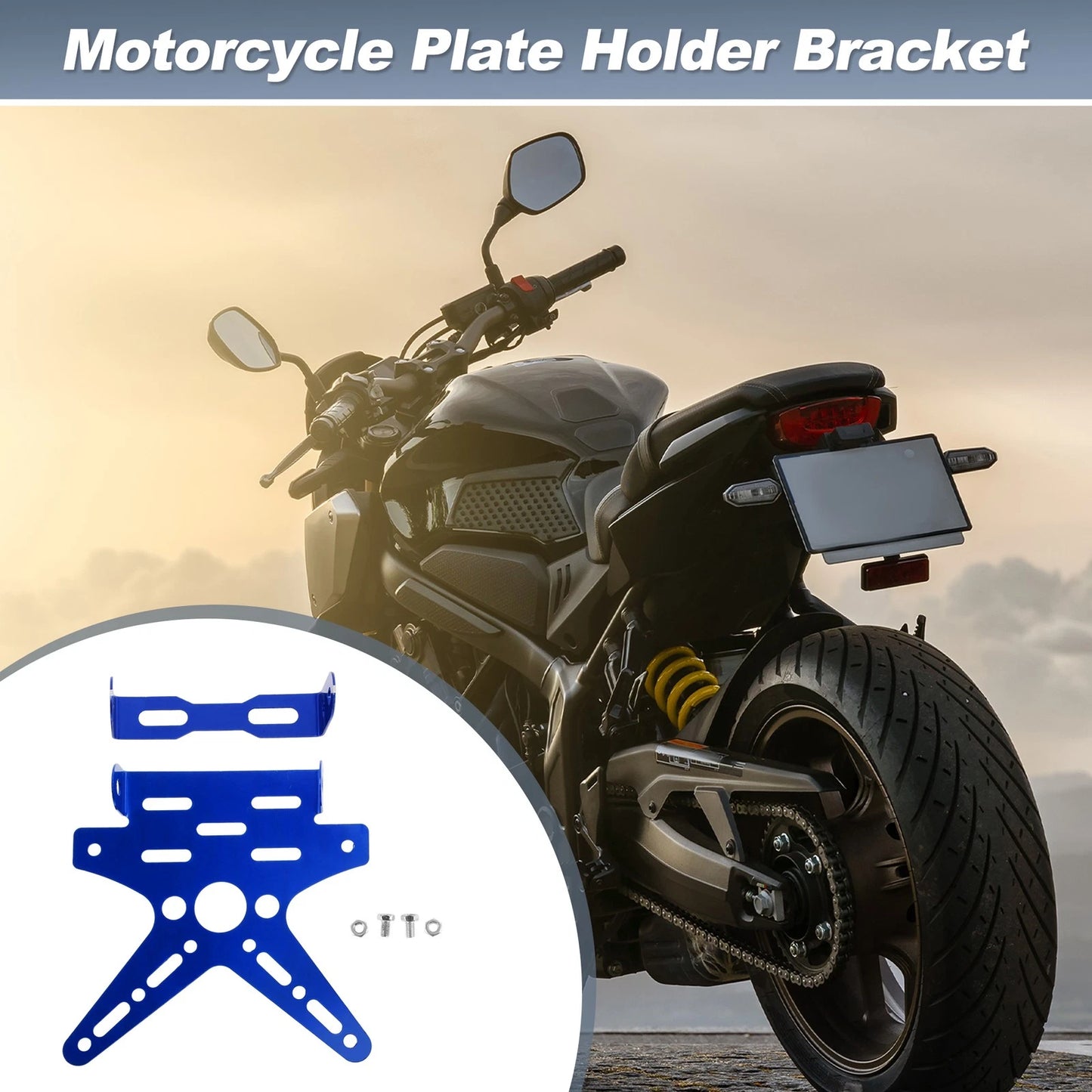 Plate Mount Aluminum Alloy Blue 26*10 mm Hole for Motorcycle