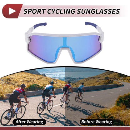 Motorcycle Riding Goggles Blue Lens White Blue Frame UV400