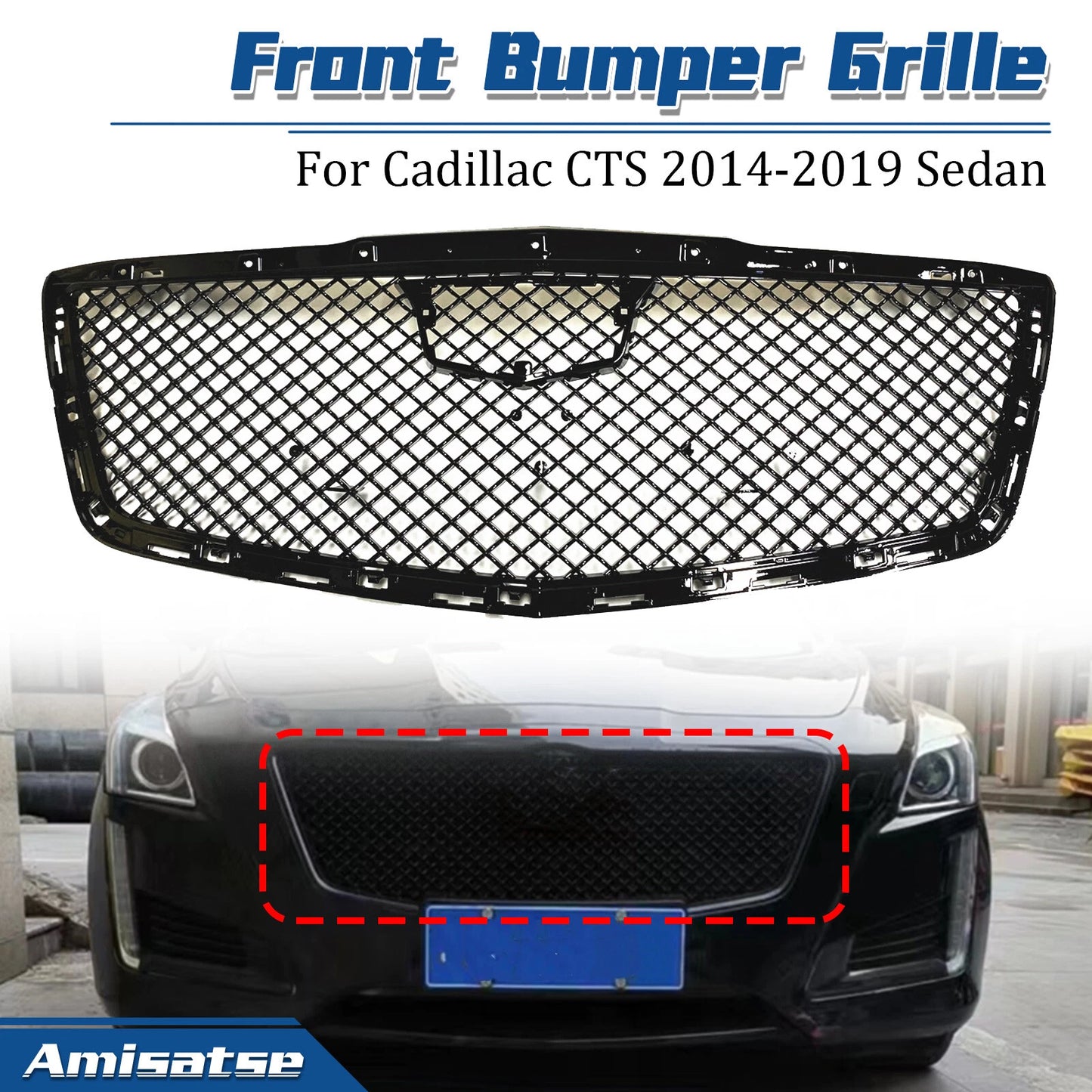 Honeycomb Front Bumper Grille Mesh for Cadillac CTS (2014-2019)