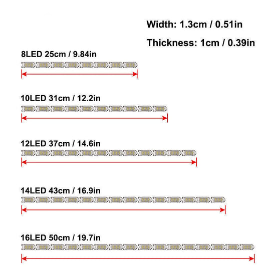 10 x 12V Waterproof Flexible LED Strip Lights for Daytime Running Light