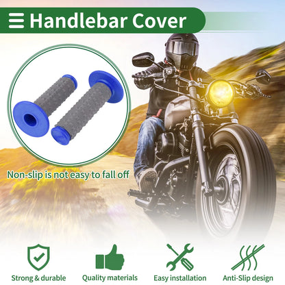 7/8" 22mm Hand Grips Rubber Blue Large Grain Texture for Motorcycle