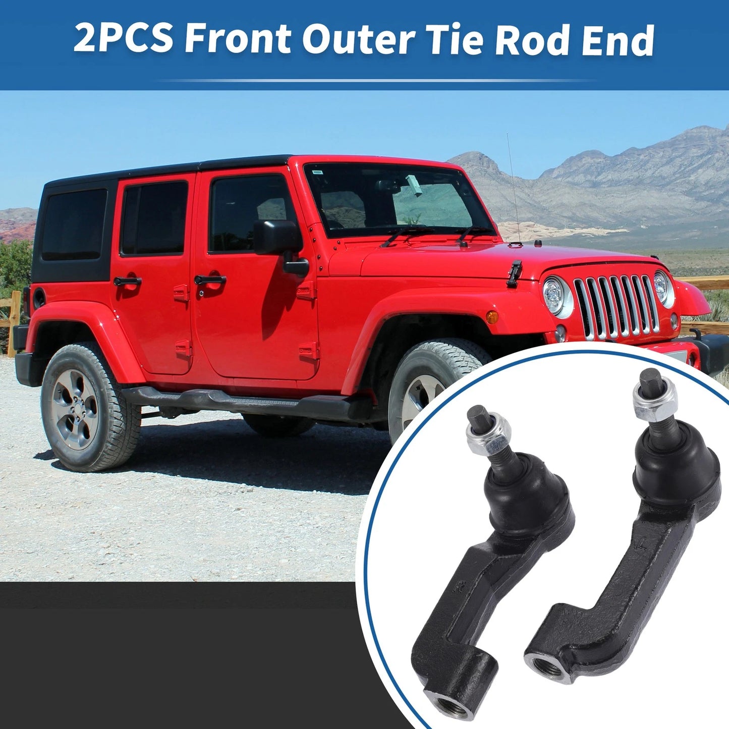2 x Front Outer Tie Rod End Links for Jeep Liberty (2008-2012)