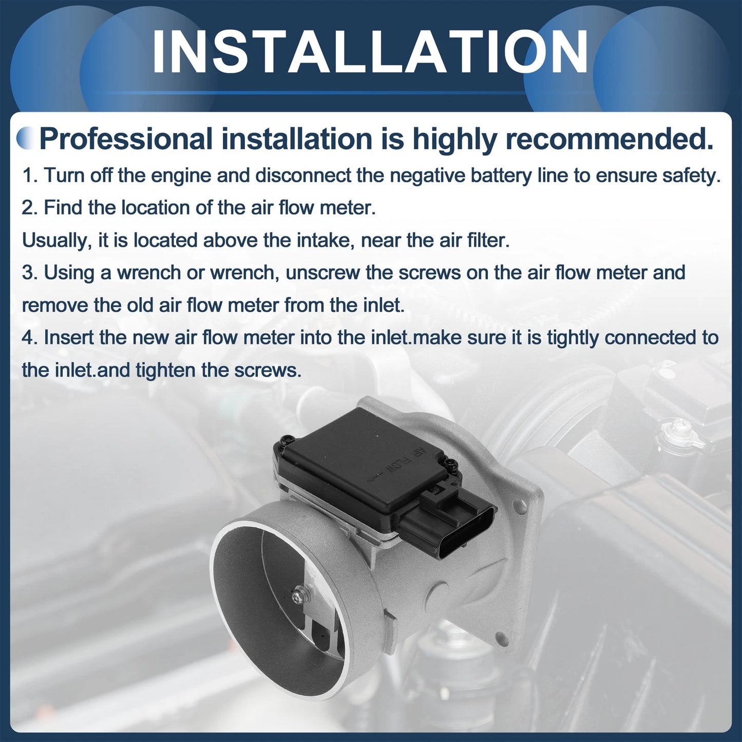 Mass Air Flow Sensor Assembly for Ford F-350 (2000-2007) - 1 x Plastic Metal