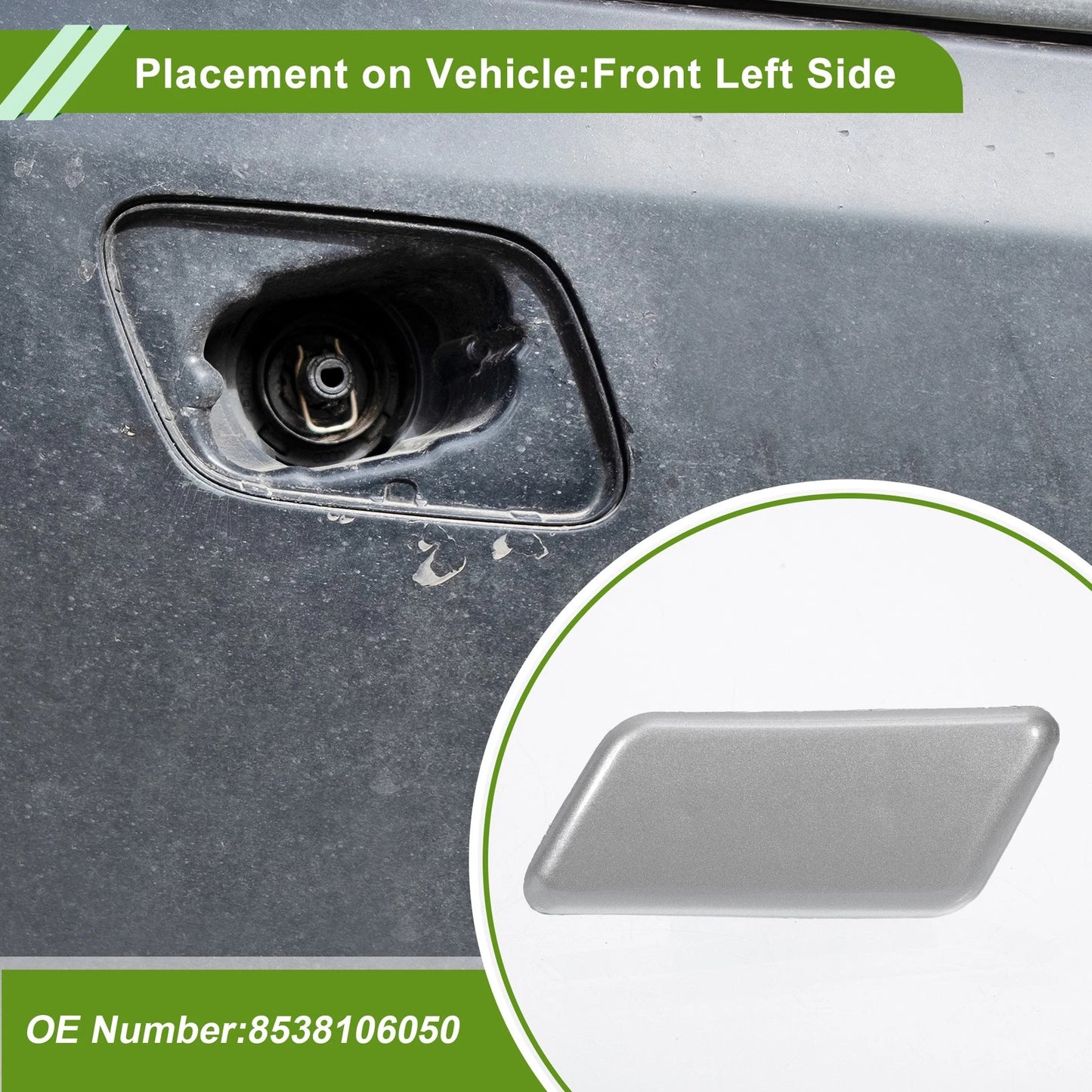 Front Left Washer Nozzle Cover Cap for Toyota Camry Silver Tone