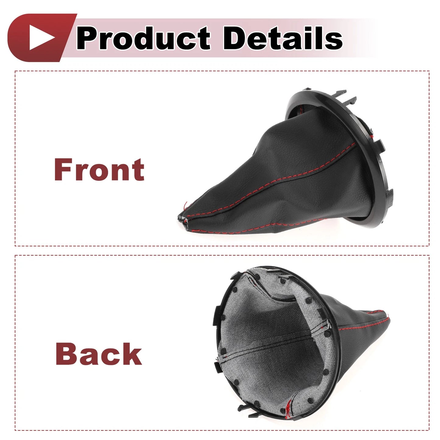 Black Red Faux Leather Gear Shift Gaiter for Suzuki Swift (2005-2010)