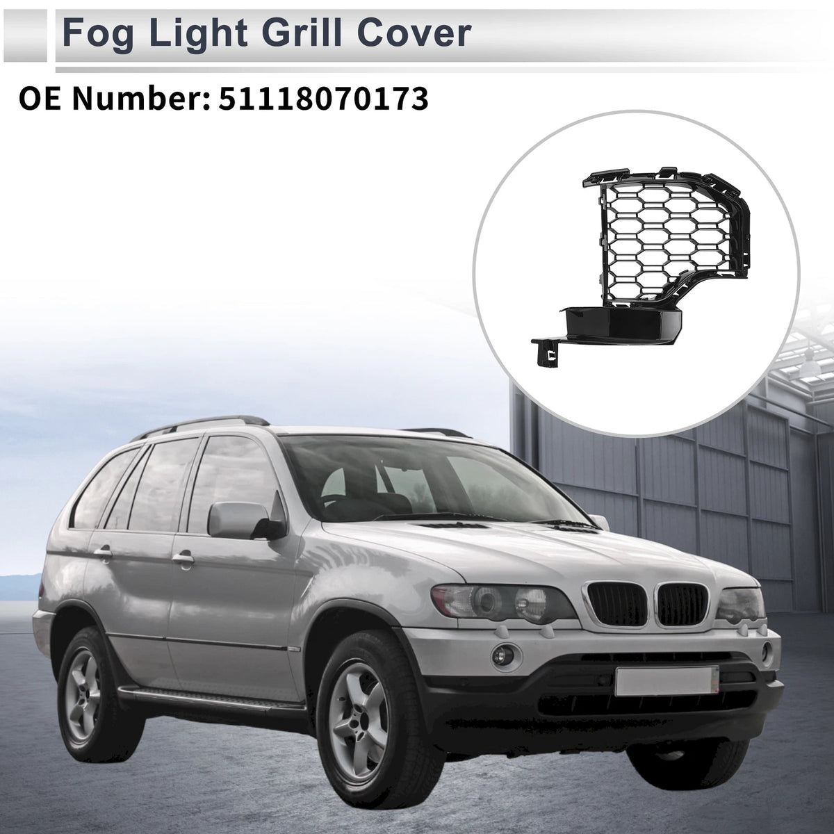 Front Left Fog Light Grill for BMW X5 2019-2022 (1 x Black)