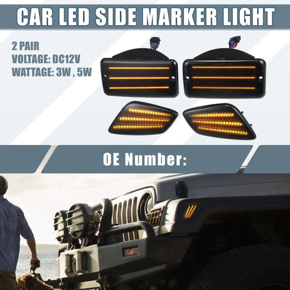 2 x Smoked Lens LED Side Marker Lights for Jeep Wrangler (2018-2023)