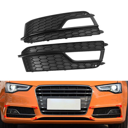 2 x Black Front Bumper Fog Light Grill Covers for Audi A5 S-line S5 (2013-2016)