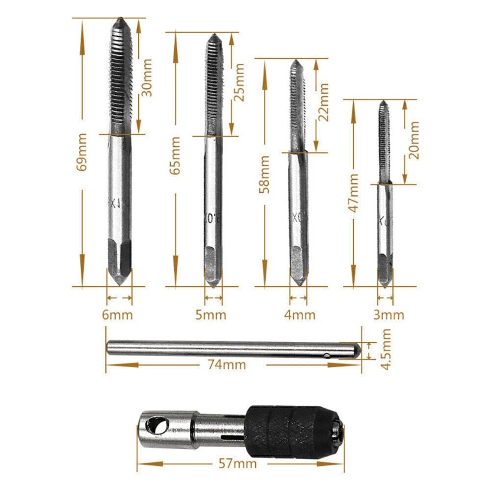 M3-M6 Metric Tap Reamer T-Handle Wrench & Twist Drill Bit Kit for Make & Model