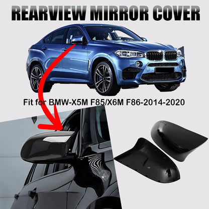2 x Side Mirror Cover Caps Overlay Glossy Black for BMW F85 X5M F86 X6M (2015-2018)