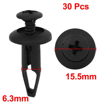 6.3mm Black Plastic Door Panel Rivets Clips for Ford Car/Truck