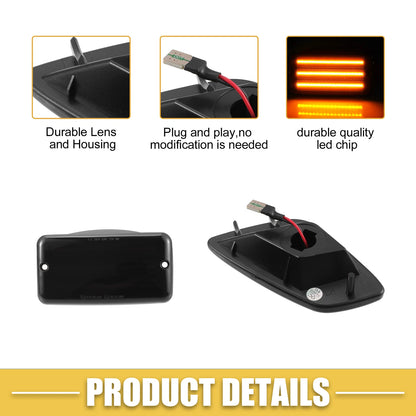 Front LED Side Marker Light 2 x Amber Lens for Jeep (55155629AC)