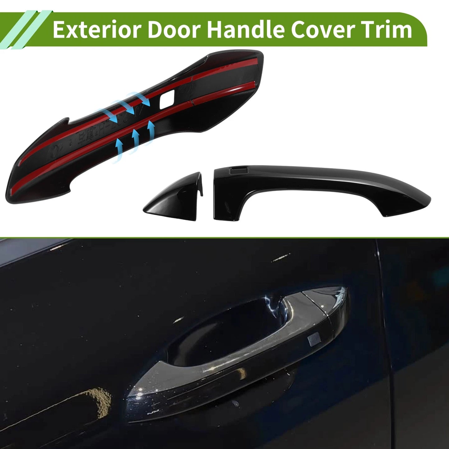 Exterior Door Handle Cover Trim for Kia K5 LX LXS (2020-2025) Gloss Black 1 Set
