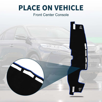 Dashboard Dash Cover Mat 1 Set with Sticker Black Blue for TOYOTA Harrier 80