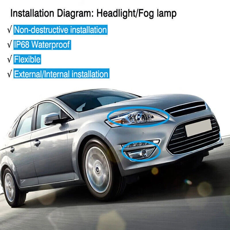 10 x 12V Waterproof Flexible LED Strip Lights for Daytime Running Light