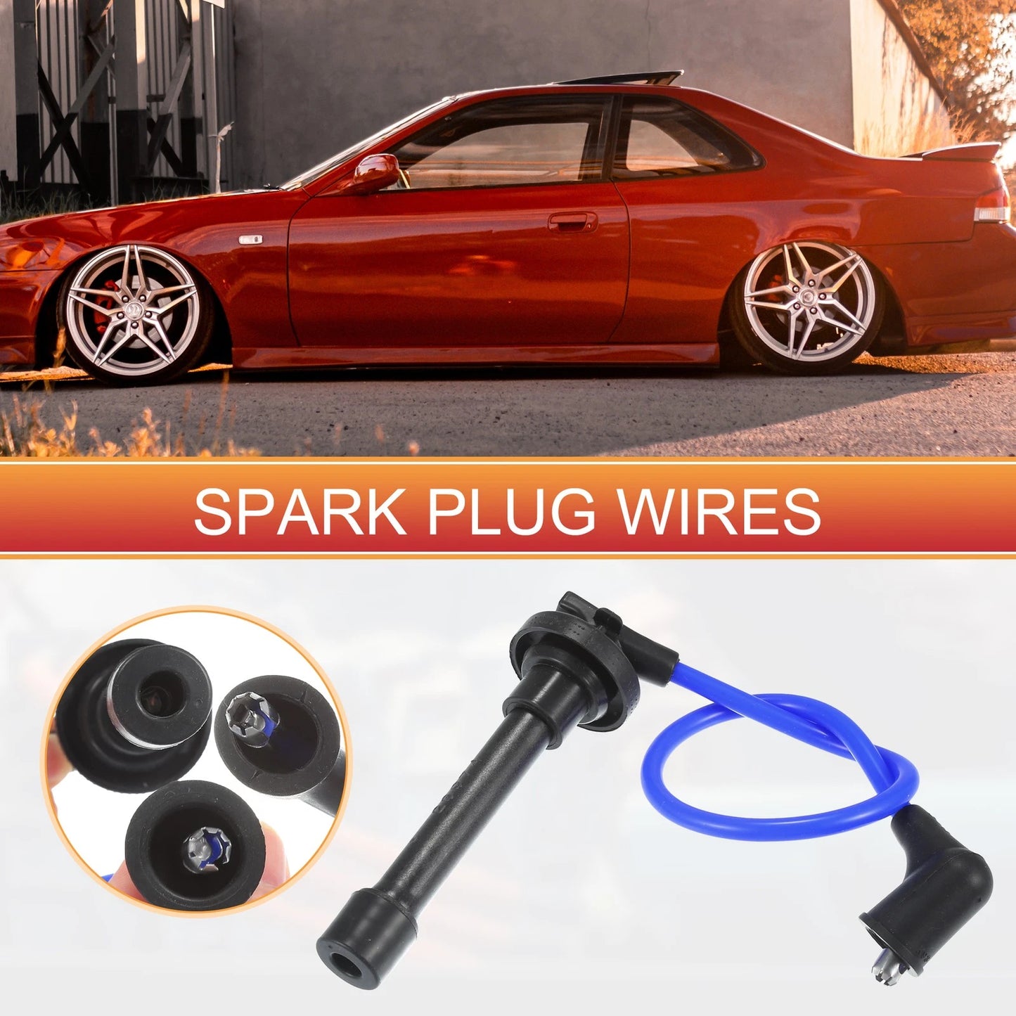5 Pcs Spark Plug Wire Ignition Coil Cables for Honda Accord (1990-1994)