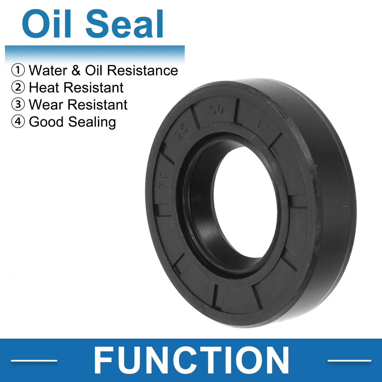 Oil Seal Rotary Shaft Seal 25x50x12mm Nitrile Black 5 pcs