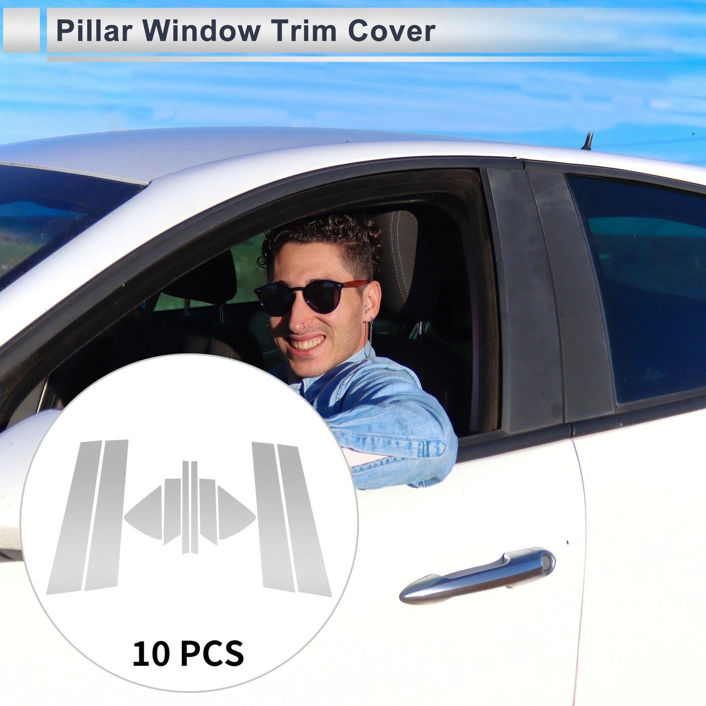 10 Pcs Door Pillar Window Trim for Mazda 6 (2009-2013) Silver Tone