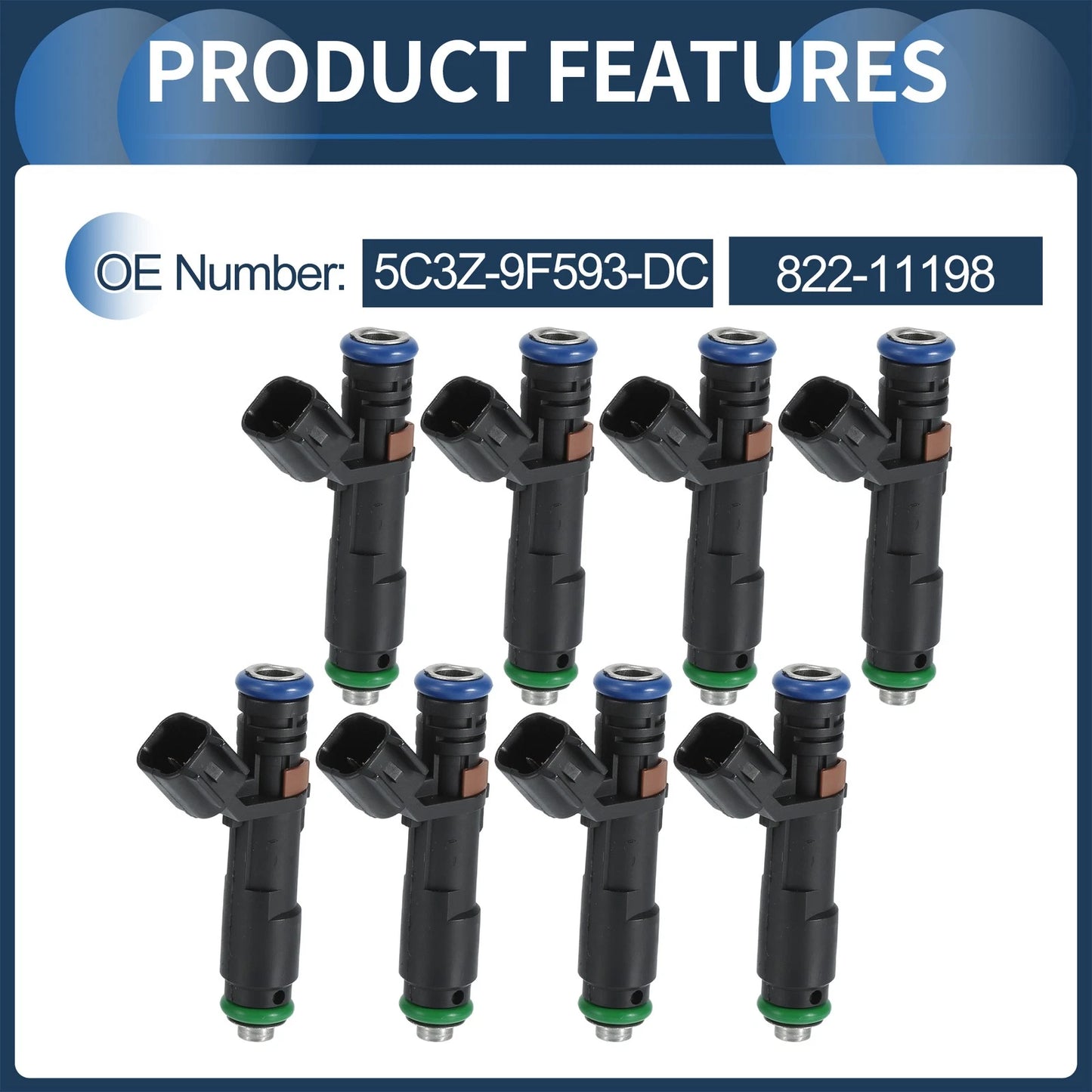 Fuel Injector Set for Ford F-150 V8 5.4L (2005-2006) - 8 Pcs Black