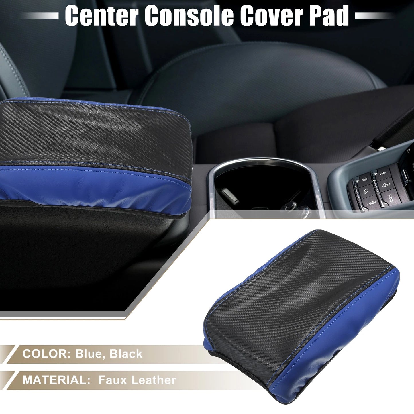 Car Center Console Armrest Cover Pad for Toyota Corolla Cross (2022) Blue Black