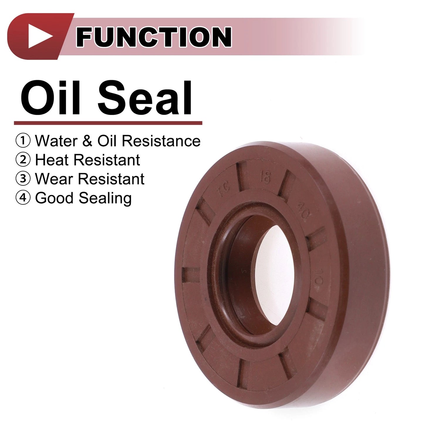 Oil Seal 2 x Seal Ring Rotary Shaft Seal FKM Rubber 18x40x10mm Brown