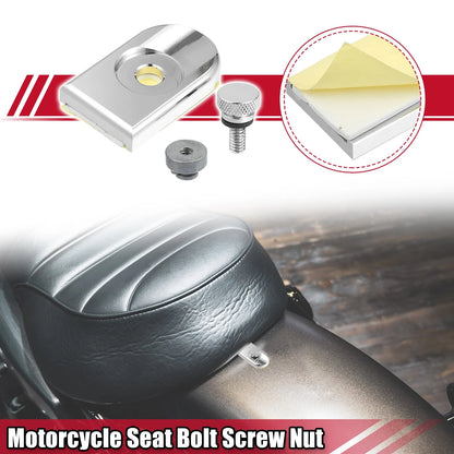 Seat Bolt Screw Set with Cover Nut Silver Tone for Harley Davidson