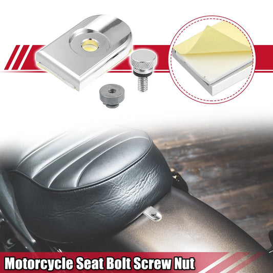 Seat Bolt Screw Set with Cover Nut Silver Tone for Harley Davidson