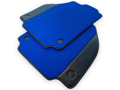 Blue Floor Mats for Ferrari 488 Spider (2015-2023) - Carbon Fiber Leather