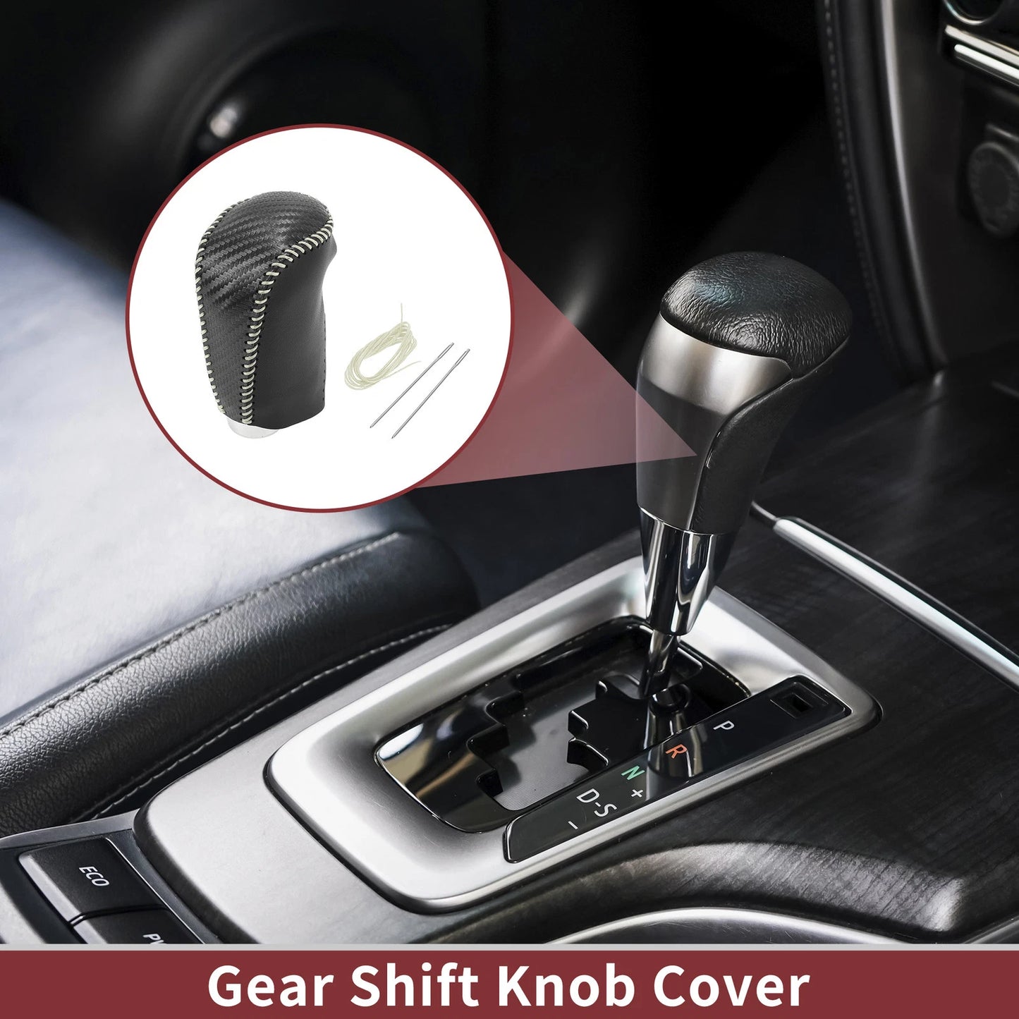 Black Carbon Fiber Gear Shift Knob Cover for Nissan Rogue Sport (2017-2022)