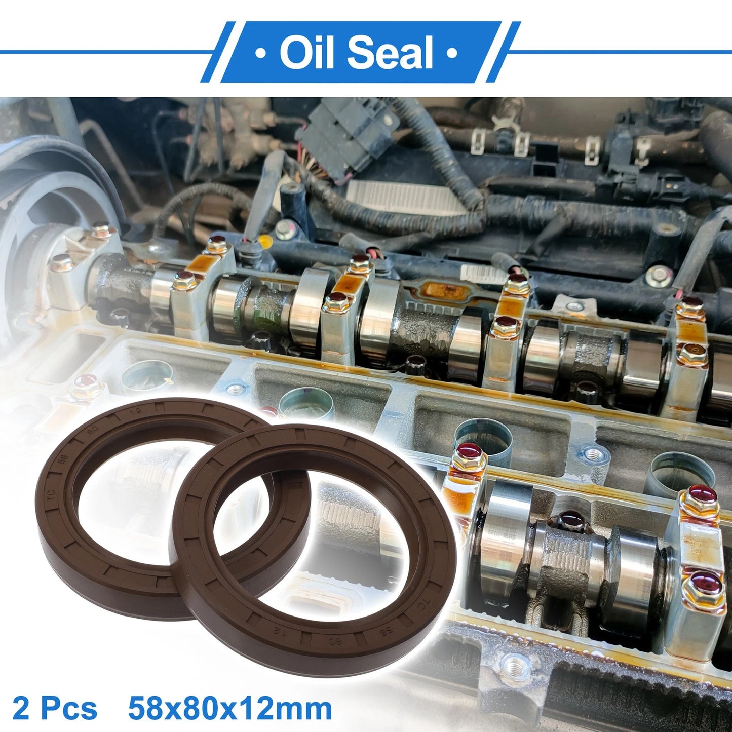 Oil seal 58x80x12mm 2 x Rotary shaft seal FKM rubber
