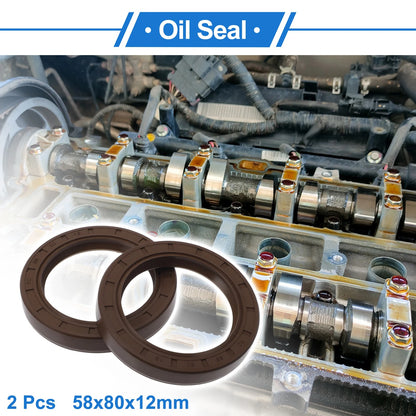 Oil seal 58x80x12mm 2 x Rotary shaft seal FKM rubber